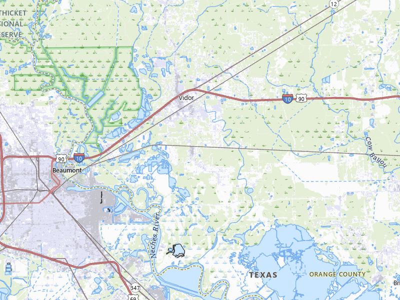 Radar-estimated hail-size map of the storm over Vidor, TX on Jul 5, 2026