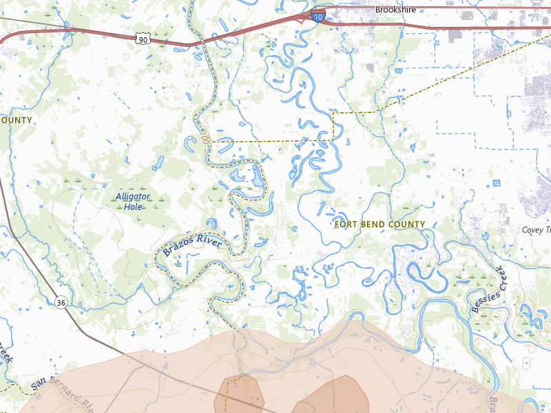 Radar-estimated hail-size map of the storm over Wallis, TX on Apr 30, 2026
