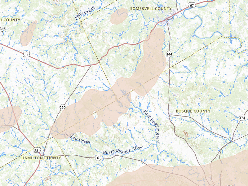 Radar-estimated hail-size map of the storm over Walnut Springs, TX on Jun 6, 2026