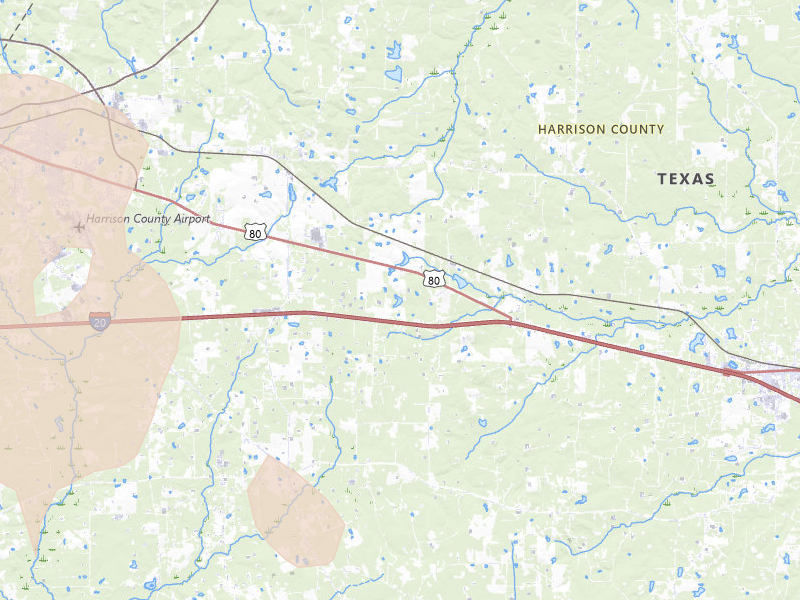 Radar-estimated hail-size map of the storm over Waskom, TX on Apr 24, 2026