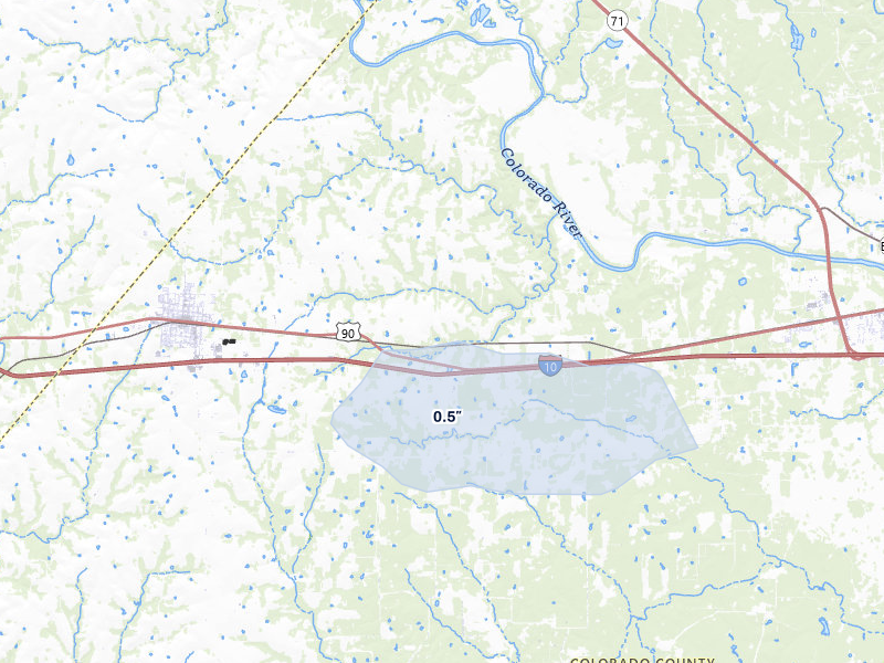 NEXRAD radar-signature map of the hail storm over Weimar, TX on Jan 9, 2026