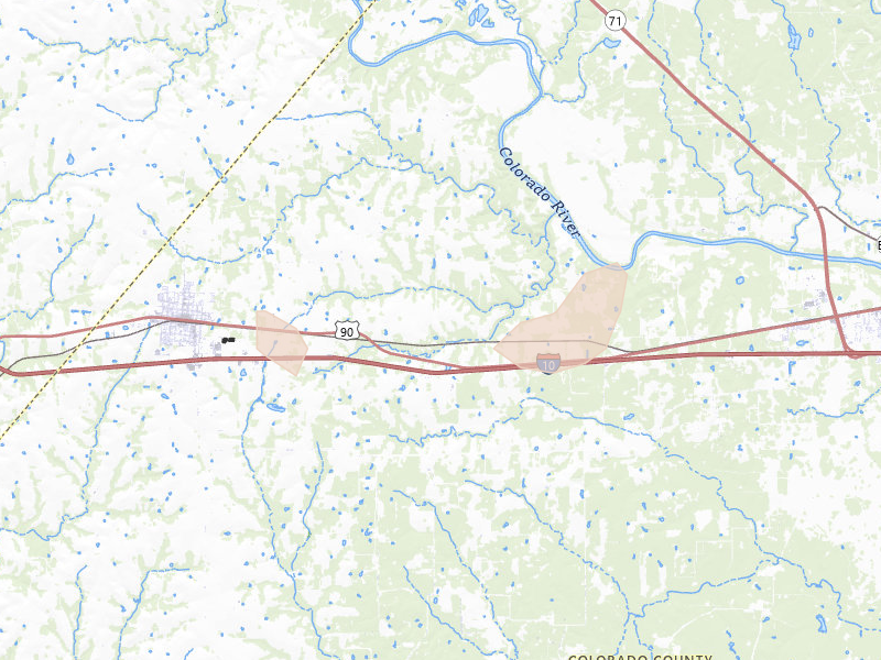 Radar-estimated hail-size map of the storm over Weimar, TX on Apr 30, 2026
