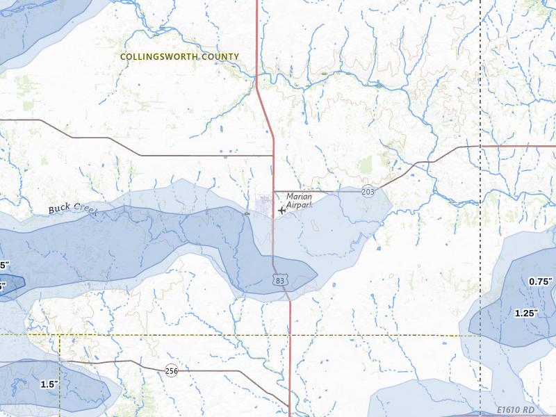 NEXRAD radar-signature map of the hail storm over Wellington, TX on May 29, 2026