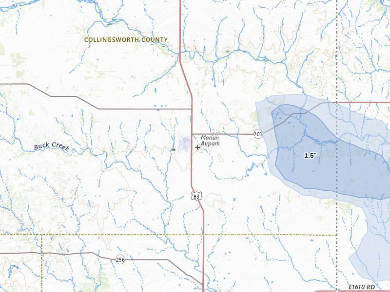 NEXRAD radar-signature map of the hail over Wellington, TX