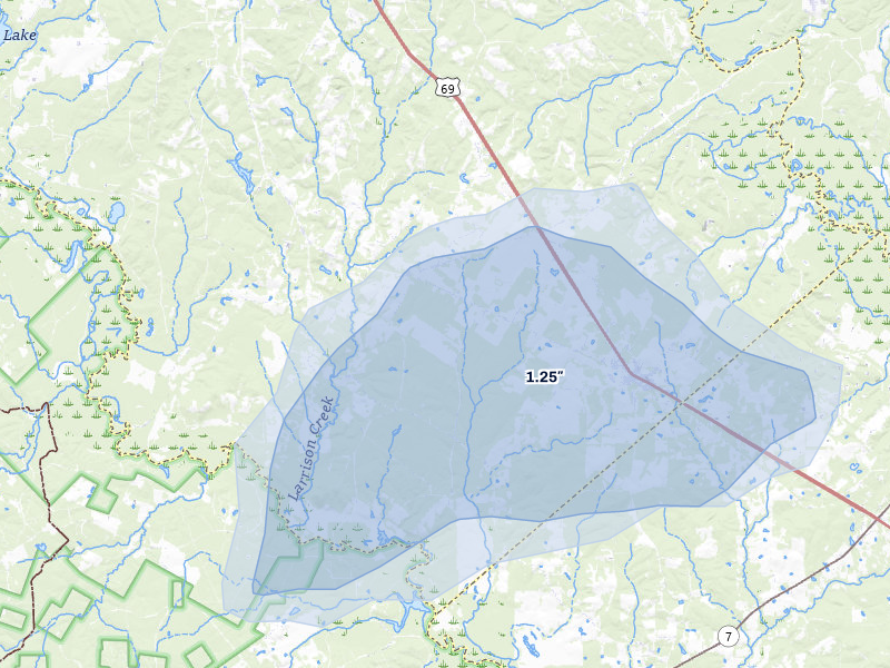 NEXRAD radar-signature map of the hail storm over Wells, TX on May 25, 2026