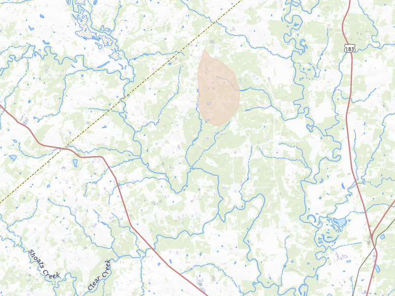 Radar-estimated hail-size map of the storm over Westhoff, TX on Jul 7, 2026