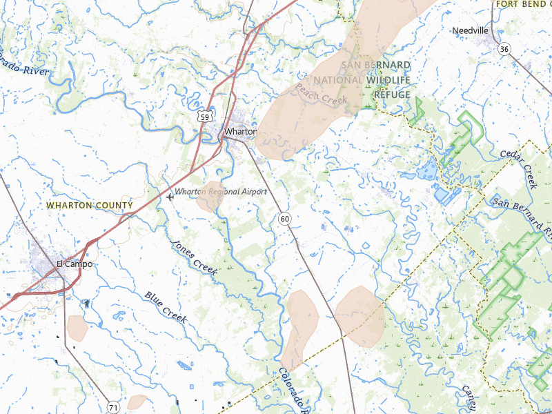 Radar-estimated hail-size map of the storm over Wharton, TX on May 22, 2026