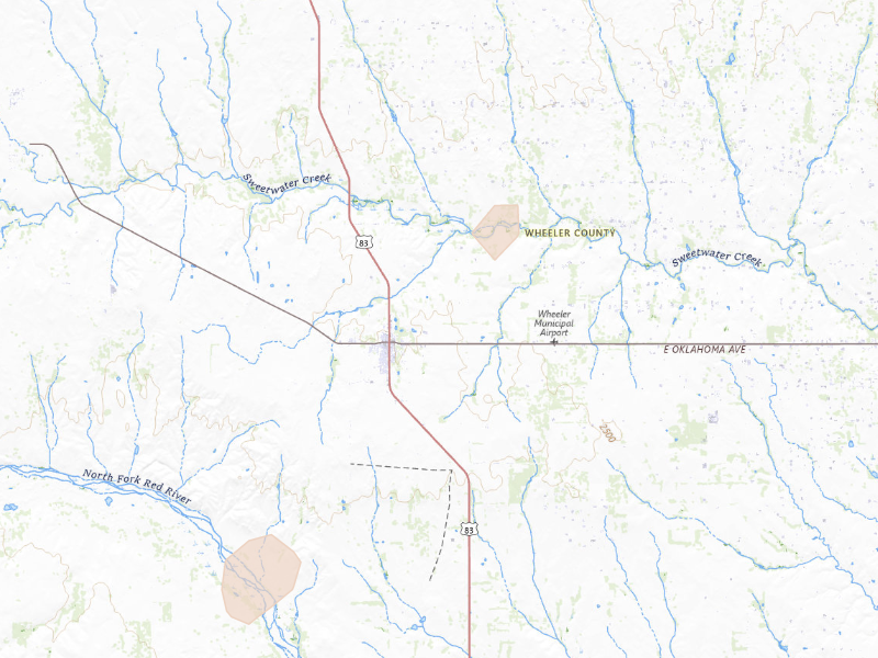 Radar-estimated hail-size map of the storm over Wheeler, TX