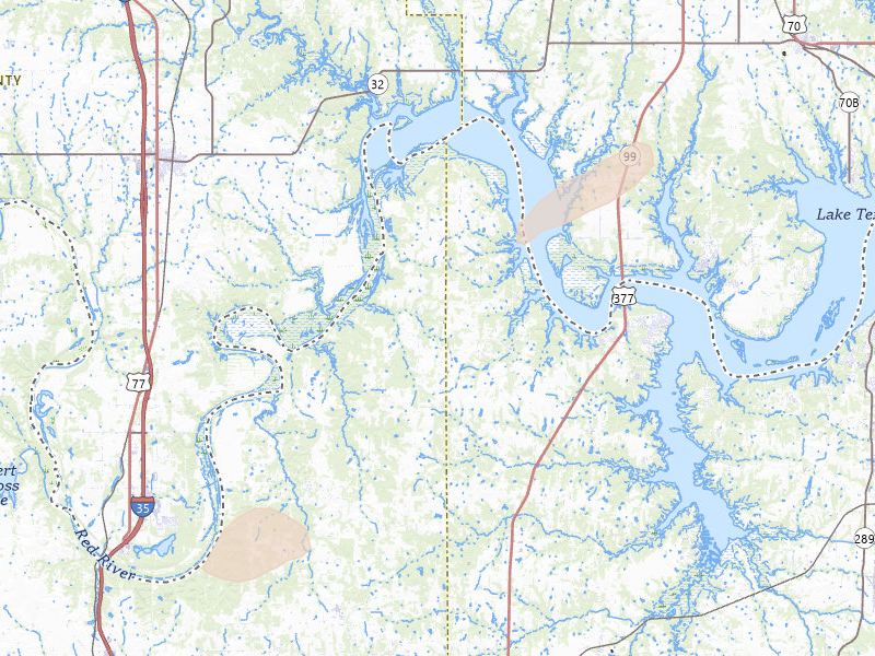 Radar-estimated hail-size map of the storm over Whitesboro, TX on Mar 4, 2026