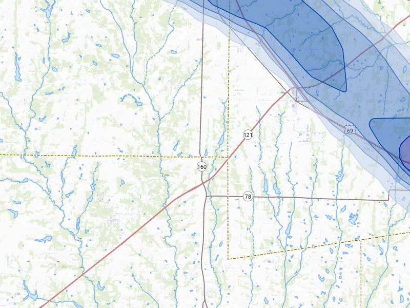 NEXRAD radar-signature map of the hail storm over Whitewright, TX on Apr 25, 2026