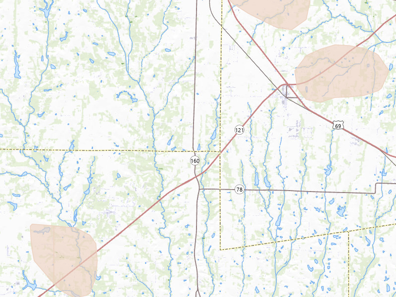 Radar-estimated hail-size map of the storm over Whitewright, TX on Jun 19, 2026