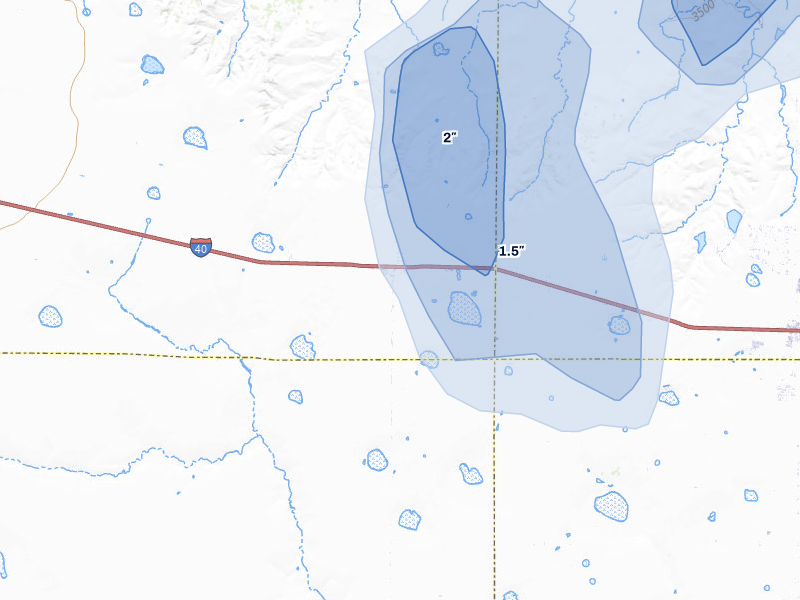 NEXRAD radar-signature map of the hail storm over Wildorado, TX on Jul 5, 2026