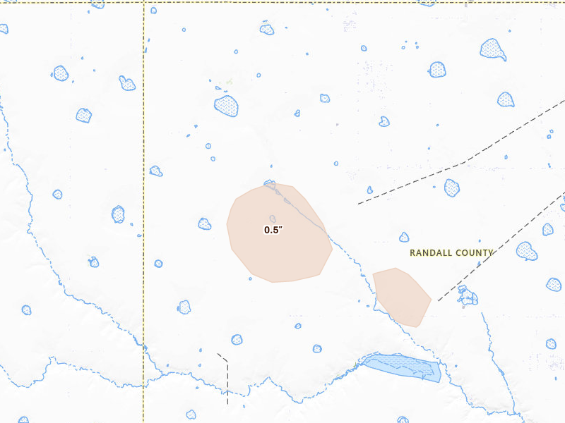 Radar-estimated hail-size map of the storm over Wildorado, TX on Aug 22, 2026