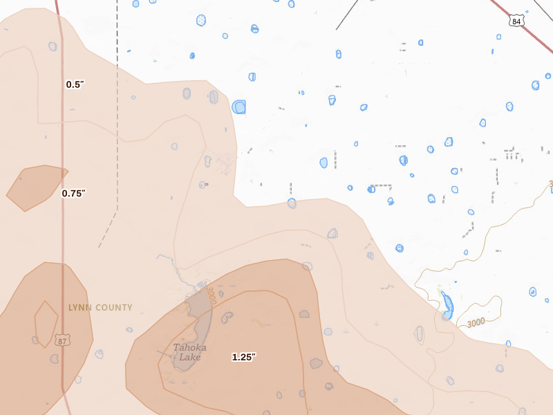 Radar-estimated hail-size map of the storm over Wilson, TX on May 31, 2026