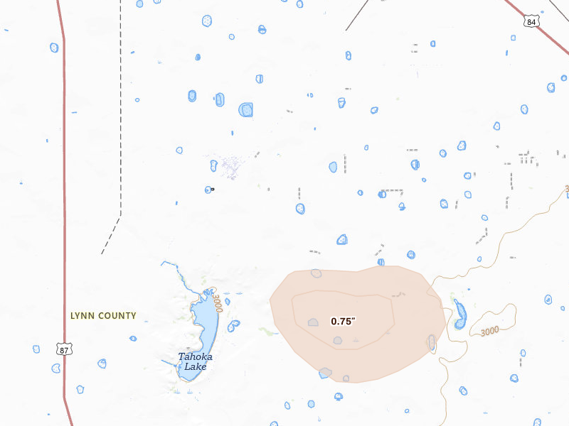 Radar-estimated hail-size map of the storm over Wilson, TX on Aug 27, 2026