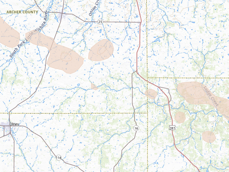 Radar-estimated hail-size map of the storm over Windthorst, TX on Jun 23, 2026