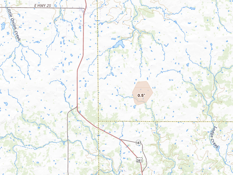 Radar-estimated hail-size map of the storm over Windthorst, TX