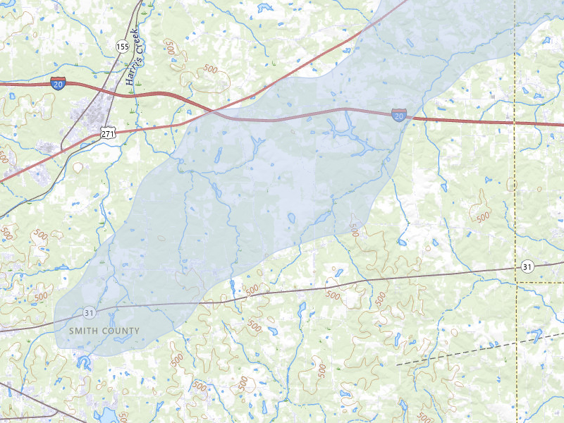 NEXRAD radar-signature map of the hail storm over Winona, TX on Mar 6, 2026