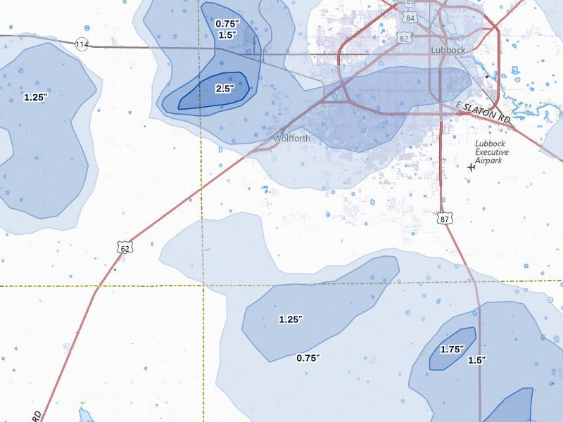 NEXRAD radar-signature map of the hail storm over Wolfforth, TX on May 31, 2026