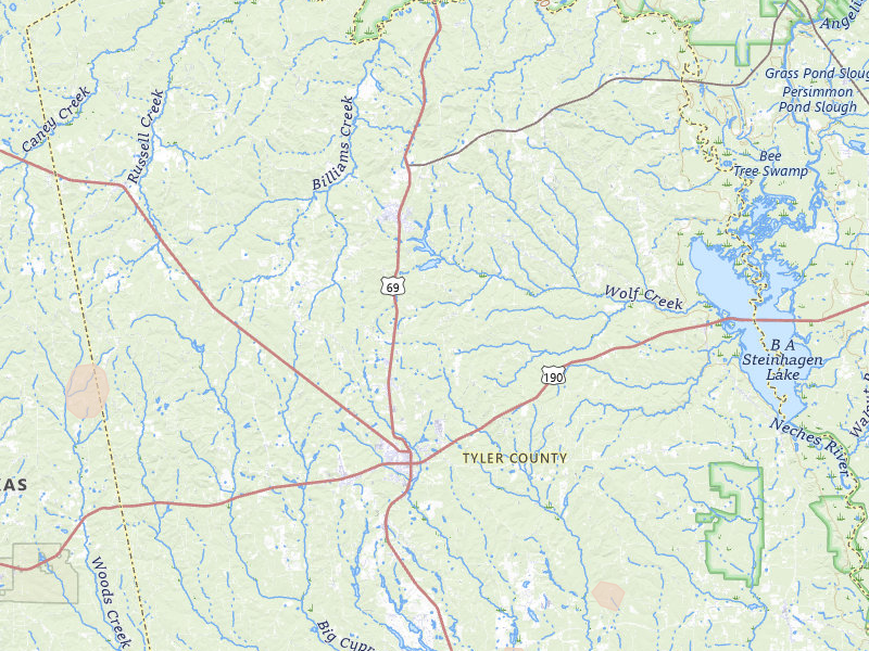 Radar-estimated hail-size map of the storm over Woodville, TX on Jul 5, 2026