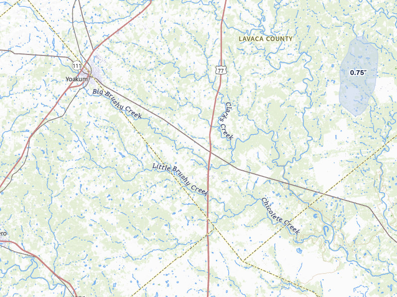 NEXRAD radar-signature map of the hail storm over Yoakum, TX on Apr 22, 2026