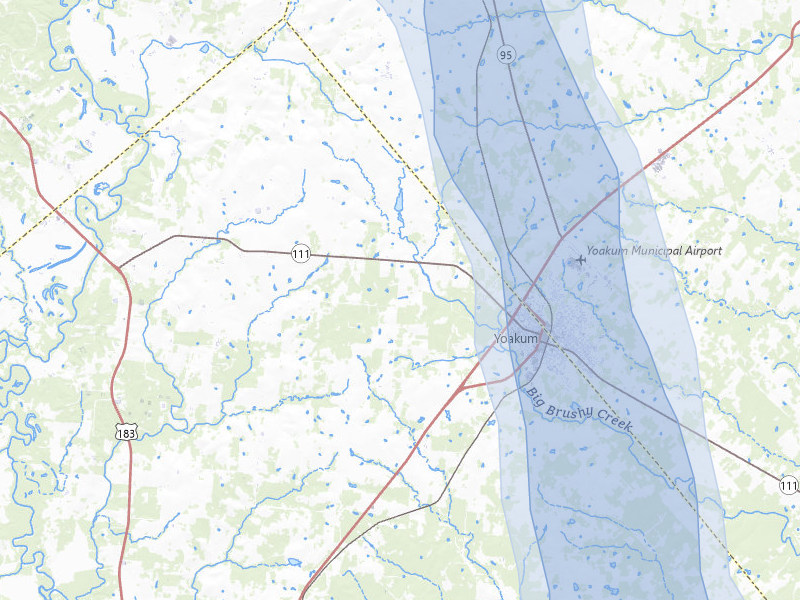 NEXRAD radar-signature map of the hail storm over Yoakum, TX on Jul 7, 2026