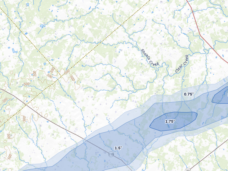 NEXRAD radar-signature map of the hail over Yorktown, TX
