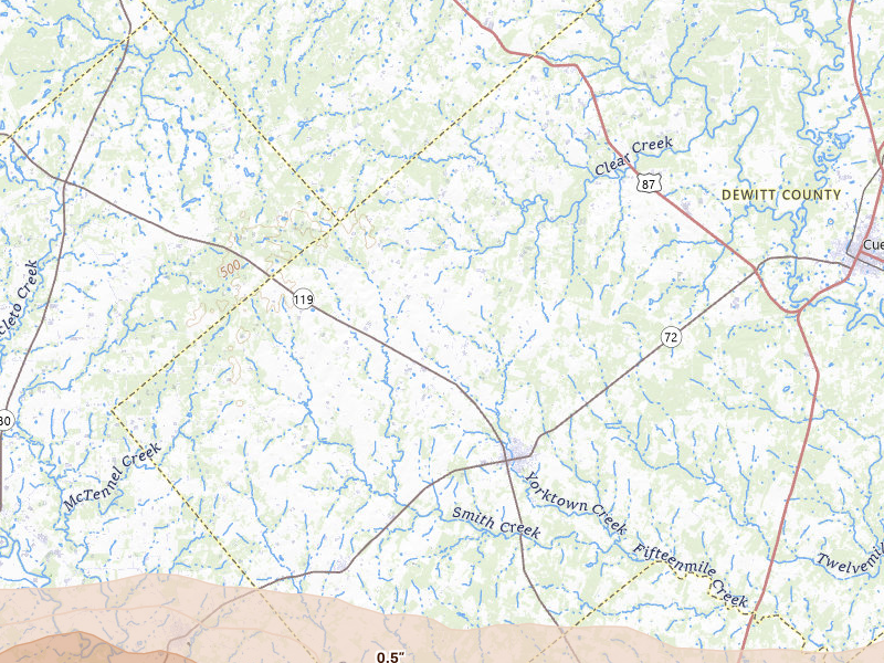Radar-estimated hail-size map of the storm over Yorktown, TX on May 1, 2026