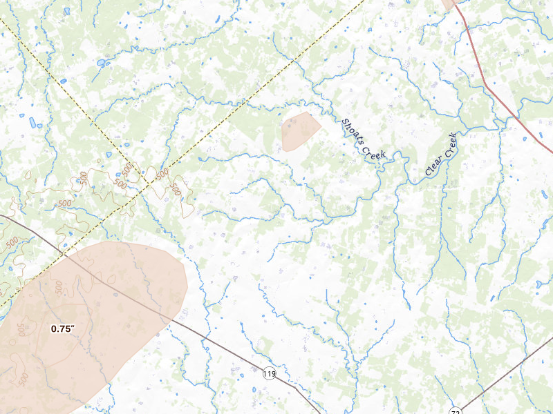 Radar-estimated hail-size map of the storm over Yorktown, TX on May 22, 2026