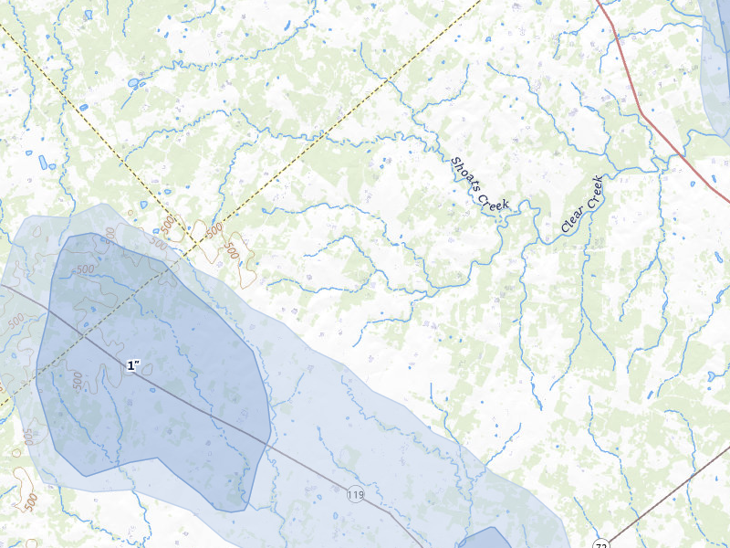 NEXRAD radar-signature map of the hail storm over Yorktown, TX on Jul 7, 2026