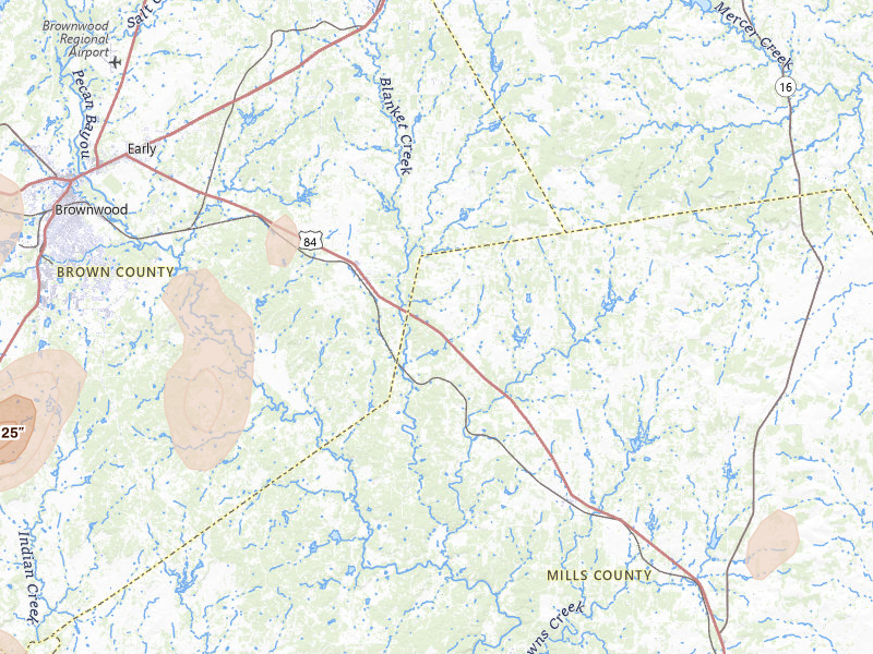 Radar-estimated hail-size map of the storm over Zephyr, TX on May 19, 2026