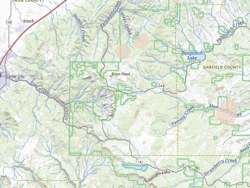 Radar-estimated hail-size map of the storm over Brian Head, UT on Aug 20, 2026