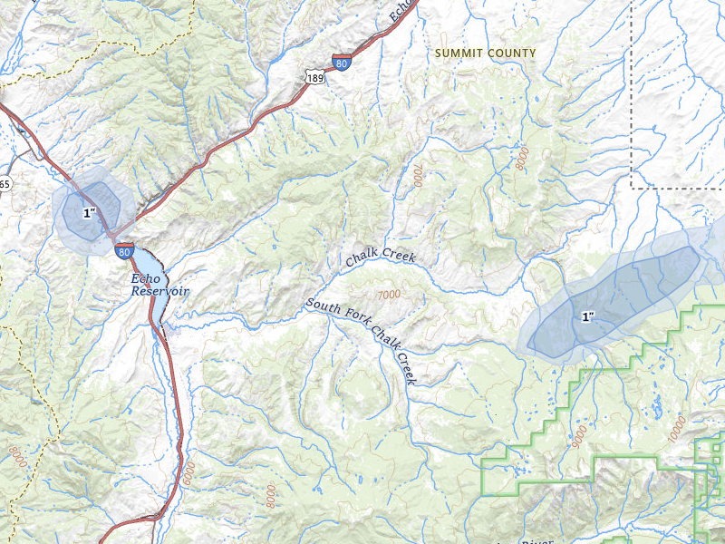 NEXRAD radar-signature map of the hail storm over Coalville, UT on Jun 27, 2026