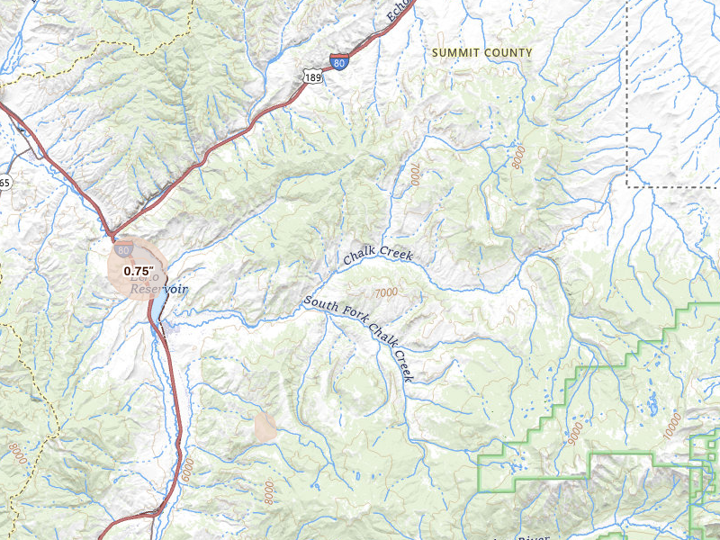 Radar-estimated hail-size map of the storm over Coalville, UT on Jul 21, 2026