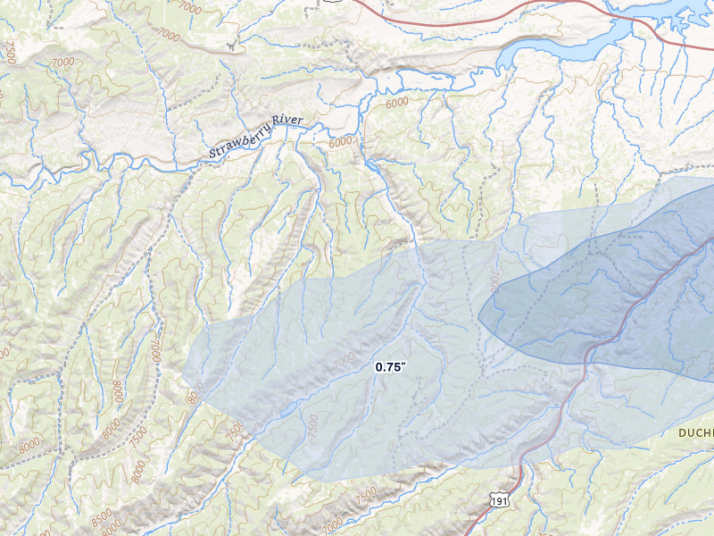 NEXRAD radar-signature map of the hail storm over Duchesne, UT on Aug 22, 2026