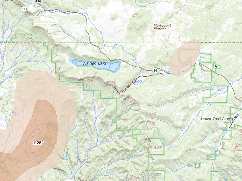 Radar-estimated hail size over Duck Creek Village, UT on Aug 31, 2026