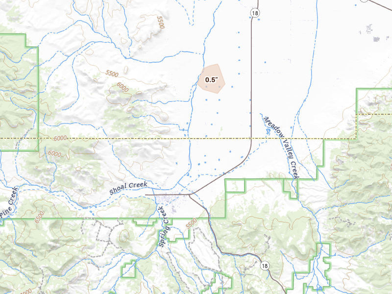 Radar-estimated hail-size map of the storm over Enterprise, UT on Jul 16, 2026