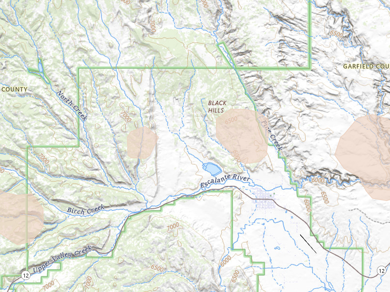 Radar-estimated hail-size map of the storm over Escalante, UT on Jun 25, 2026
