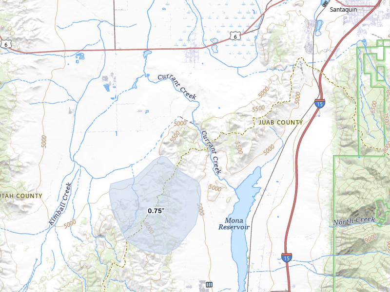 NEXRAD radar-signature map of the hail over Goshen, UT