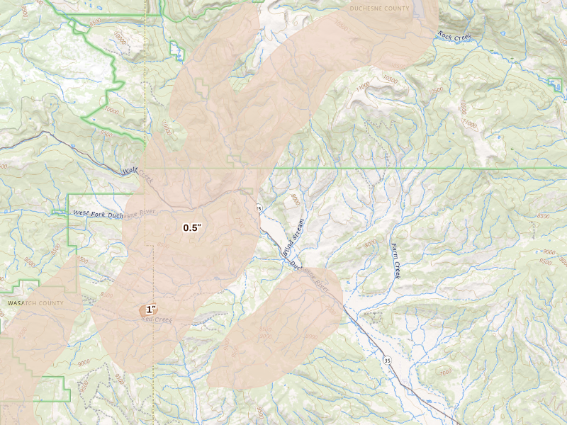 Radar-estimated hail-size map of the storm over Hanna, UT