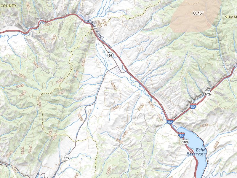 Radar-estimated hail-size map of the storm over Henefer, UT on Apr 11, 2026