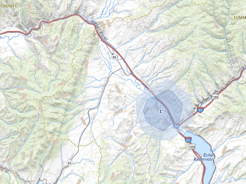 NEXRAD radar-signature map of the hail storm over Henefer, UT on Jun 27, 2026