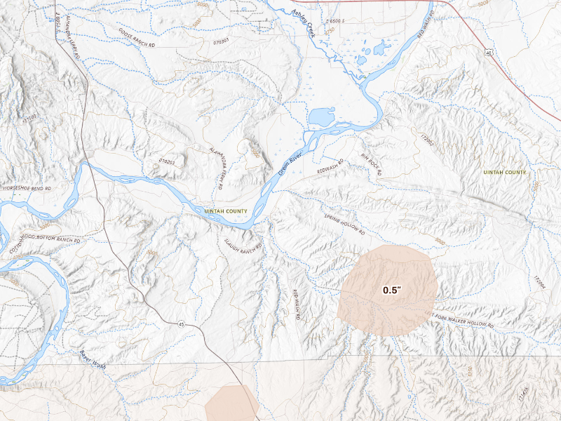 Radar-estimated hail-size map of the storm over Jensen, UT