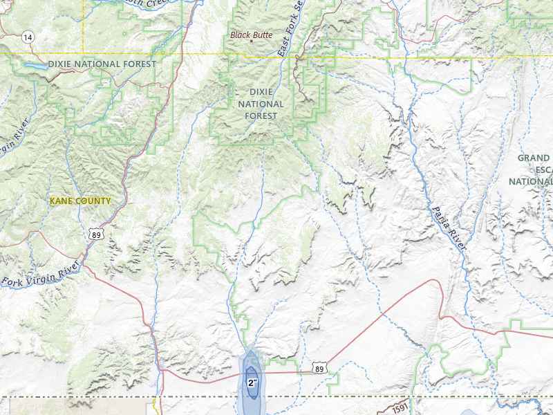 NEXRAD radar-signature map of the hail storm over Kanab, UT on Jul 29, 2026