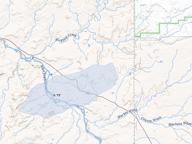 NEXRAD radar-signature map of the hail over Montezuma Creek, UT
