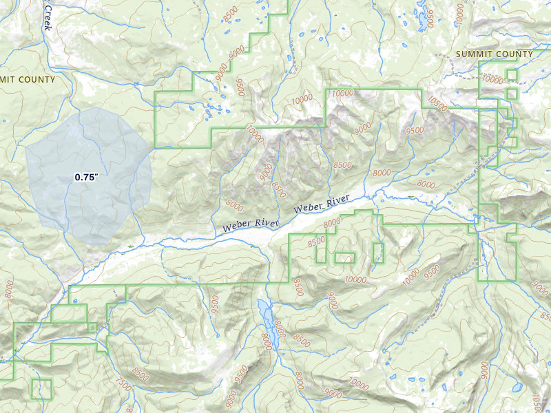NEXRAD radar-signature map of the hail storm over Oakley, UT on Aug 9, 2026