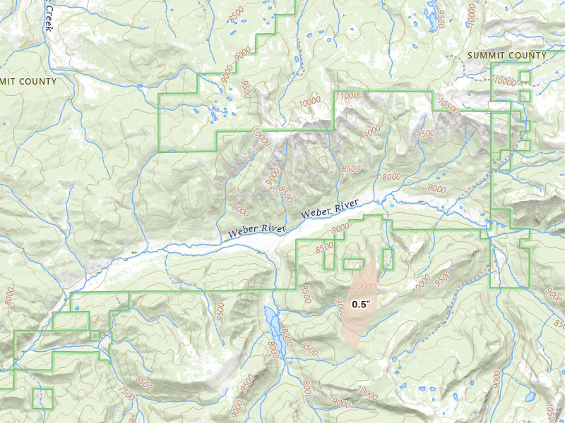 Radar-estimated hail-size map of the storm over Oakley, UT on Aug 30, 2026