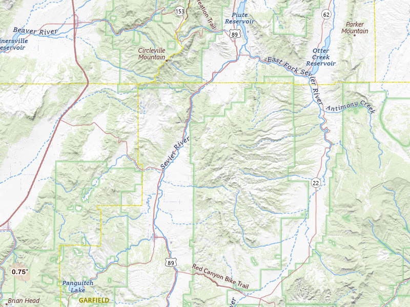 Radar-estimated hail-size map of the storm over Panguitch, UT on Jul 22, 2026