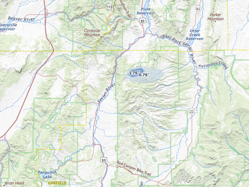 NEXRAD radar-signature map of the hail storm over Panguitch, UT on Jul 23, 2026