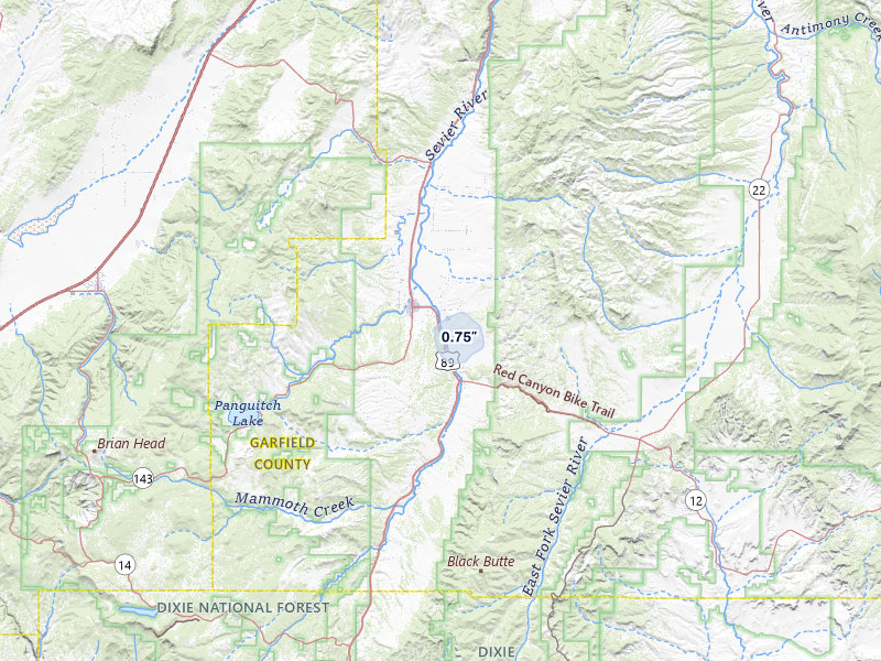NEXRAD radar-signature map of the hail storm over Panguitch, UT on Aug 10, 2026
